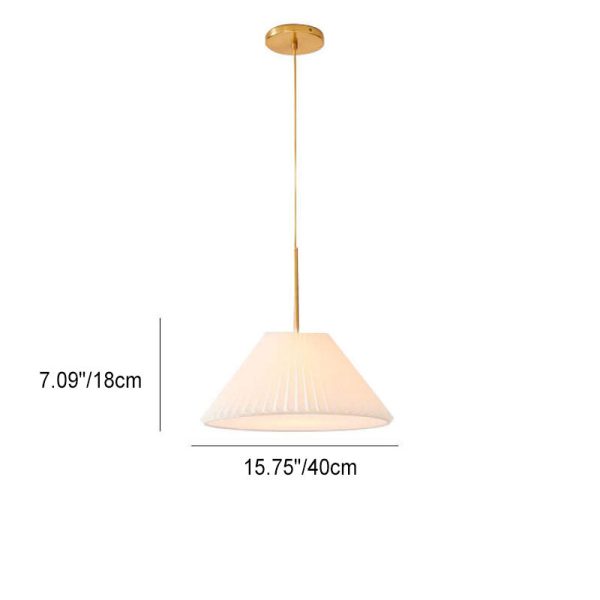Nordic Minimalist Pleated PVC Fabric Drum Cone 1-Light Pendant Light - Image 6