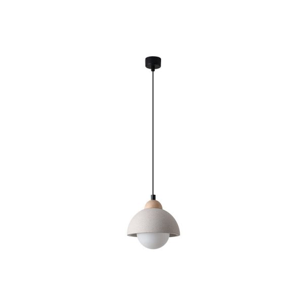 Contemporary Scandinavian Cement Dome Glass Shade 1-Light Pendant Light For Bedroom - Image 12