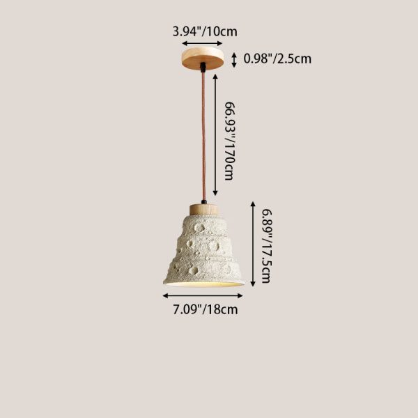 Contemporary Scandinavian Cylinder Cone Cement Solid Wood 1-Light Pendant Light For Living Room - Image 4