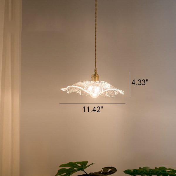 Nordic Vintage Clear Glass Flower Shape Brass 1-Light Pendant Light - Image 9