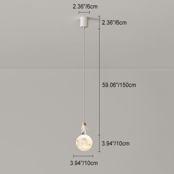 Modern Minimalist Astronaut Moon Iron Resin LED Pendant Light For Bedroom - Image 4