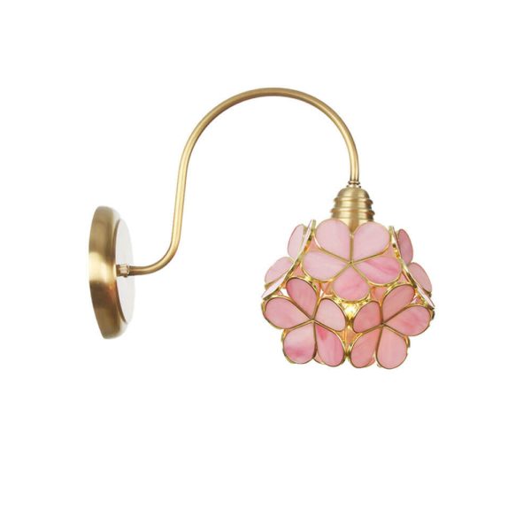 European Tiffany Vintage Brass Glass 1-Light Wall Sconce Lamp - Image 21