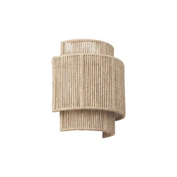 Traditional Japanese Rope Woven Curved 1-Light Wall Sconce Lamp For Living Room - Image 4