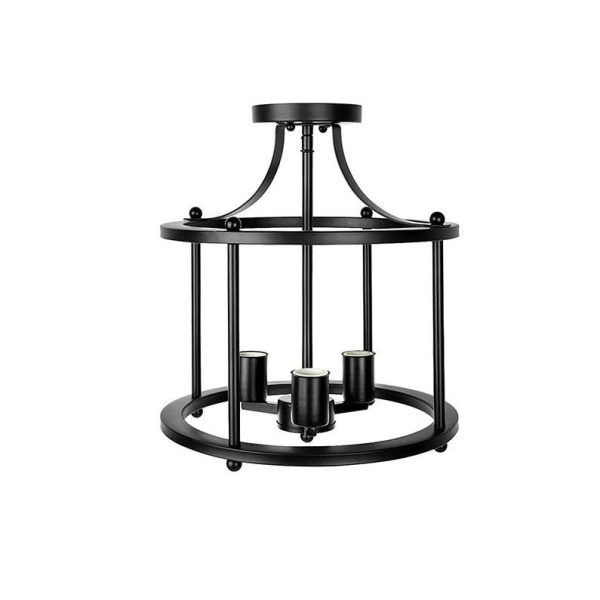 Industrial Vintage Round Drum 3-Light Semi-Flush Mount Ceiling Light - Image 5