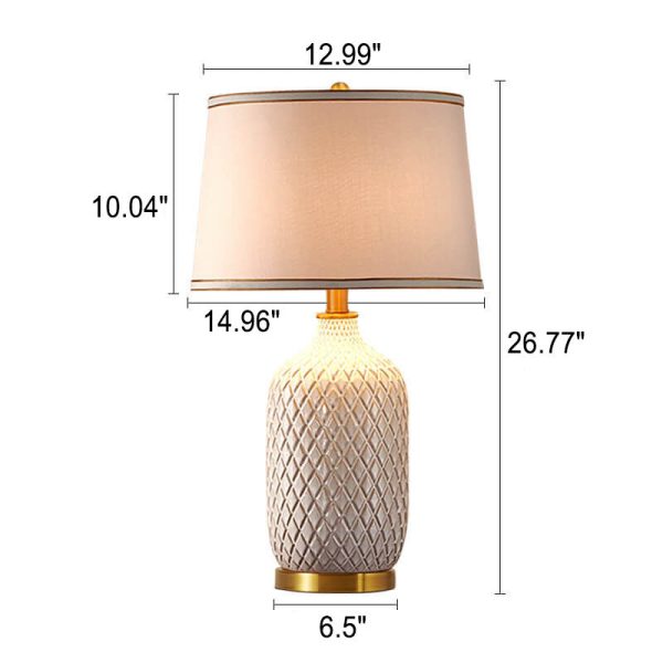 European Vintage Striped Ceramic Base Fabric 1-Light Table Lamp - Image 3