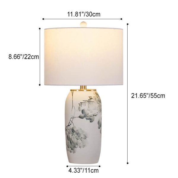 Modern Chinese Ink Painting Ceramic Fabric 1-Light Table Lamp - Image 5