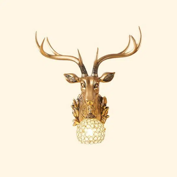 European Retro Deer Head Resin 1-Light Wall Sconce Lamp - Image 19