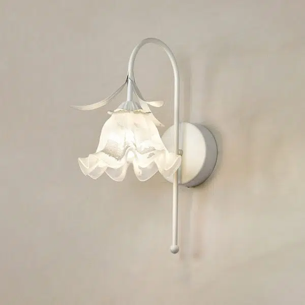 Nordic Vintage Floral Pumpkin Cream Glass 1-Light Wall Sconce Lamp - Image 7