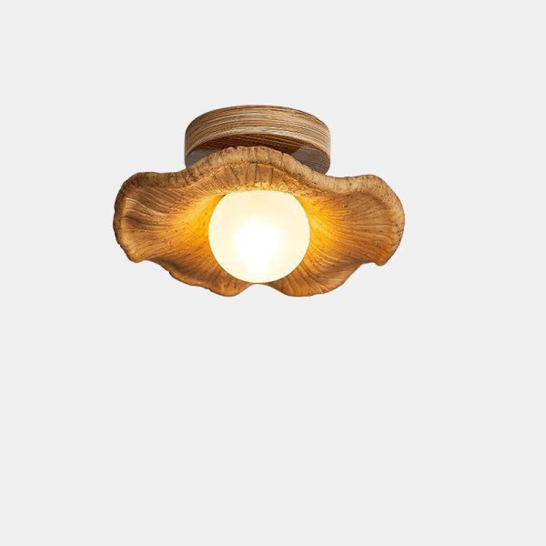 Japanese Wabi-sabi Lotus Leaf Resin 1-Light Semi-Flush Mount Ceiling Light - Image 3