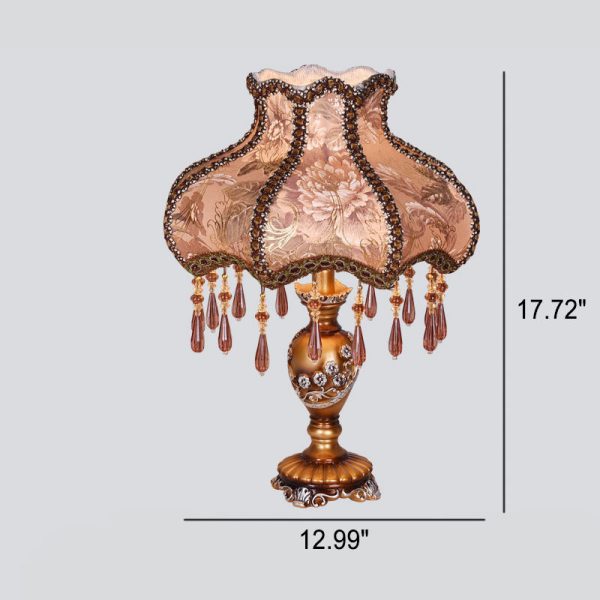 European Luxury  Fabric Lace Resin 1-Light Table Lamp - Image 9