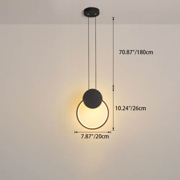 Modern Minimalist Iron Silicone Geometric Round Frame LED Pendant Light for Bedroom - Image 7