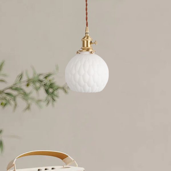 Japanese Minimalist Pure White Ceramic 1-Light Pendant Light - Image 13