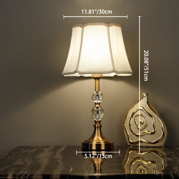 Modern Minimalist Column Crystal Iron Fabric 1-Light Table Lamp For Living Room - Image 4