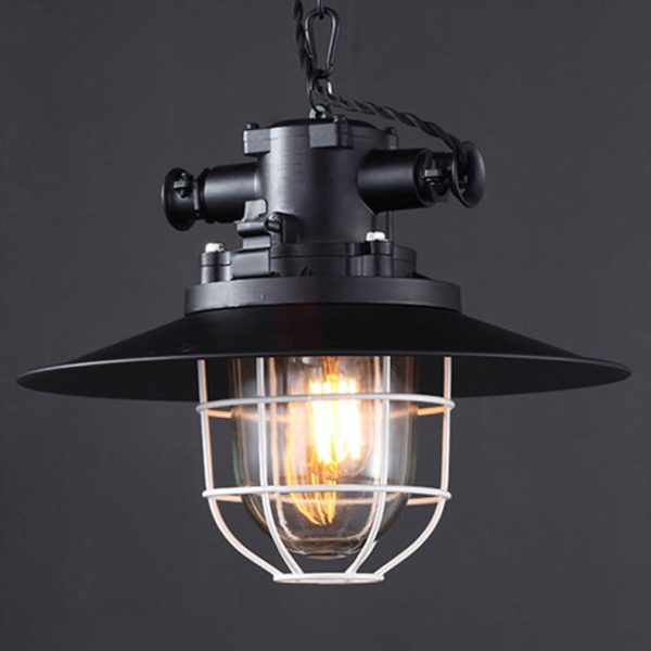 Industrial Vintage Blast Iron Cage 1-Light Pendant Light - Image 16