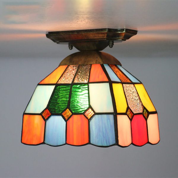 Tiffany Stained Glass Dome 1-Light Semi-Flush Mount Ceiling Light - Image 19