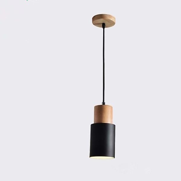 Contemporary Nordic Cylinder Hardware Wood 1-Light Pendant Light For Living Room - Image 9