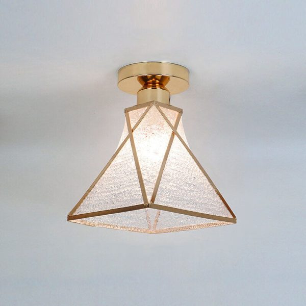 European Light Luxury Glass Gold 1-Light Semi-Flush Mount Ceiling Light - Image 4