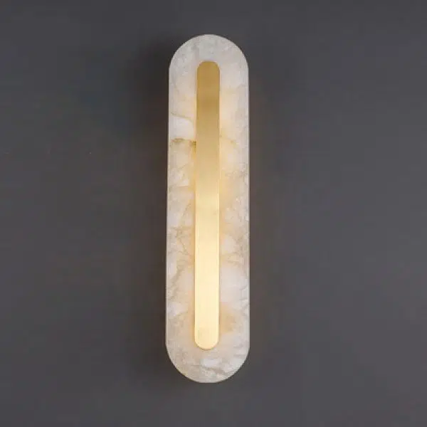 Light Luxury Brass Marble Oval Square LED Wall Sconce Lamp - Image 5