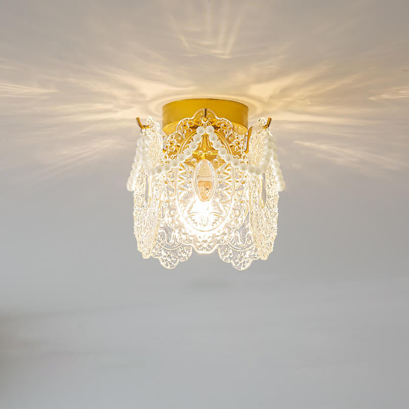 SKU-02-07d38d01-abc7-4114-bbab-1130dc4186d2.jpg French Palace Glass Pearl Chain Cylinder 1-Light Semi-Flush Mount Ceiling Light - Image 1