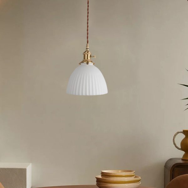 Japanese Minimalist Pure White Ceramic 1-Light Pendant Light - Image 14