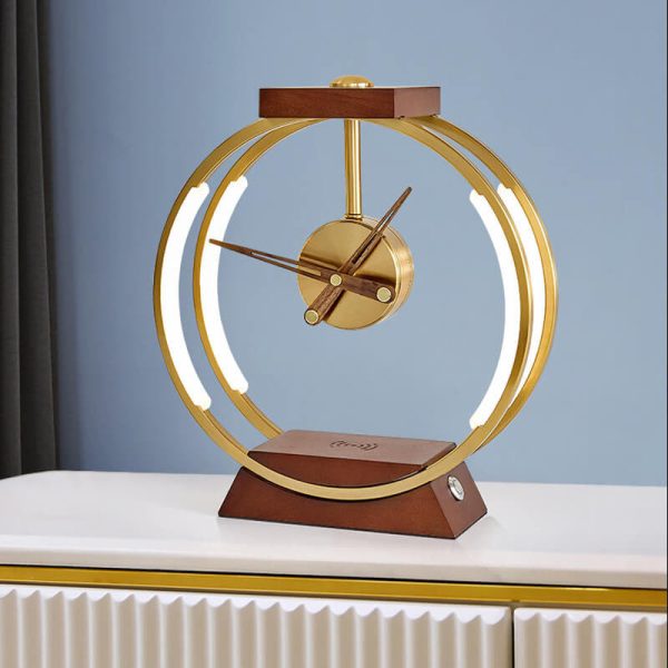 Modern Luxury Clock Design Wireless Charging LED Touch Table Lamp - Image 2