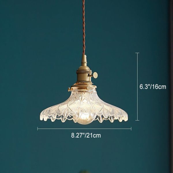 Nordic Vintage Floral Glass Brass 1-Light Pendant Light - Image 11