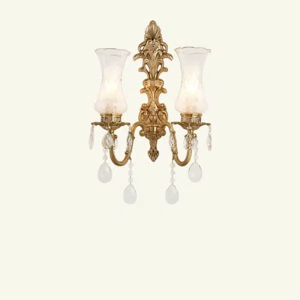 Vintage French Crystal Candelabra Brass 1/2 Light Wall Sconce Lamp - Image 7