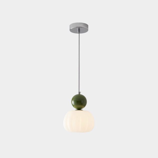 Modern Minimalist Round Pumpkin Iron Acrylic 1-Light Pendant Light For Bedroom - Image 9