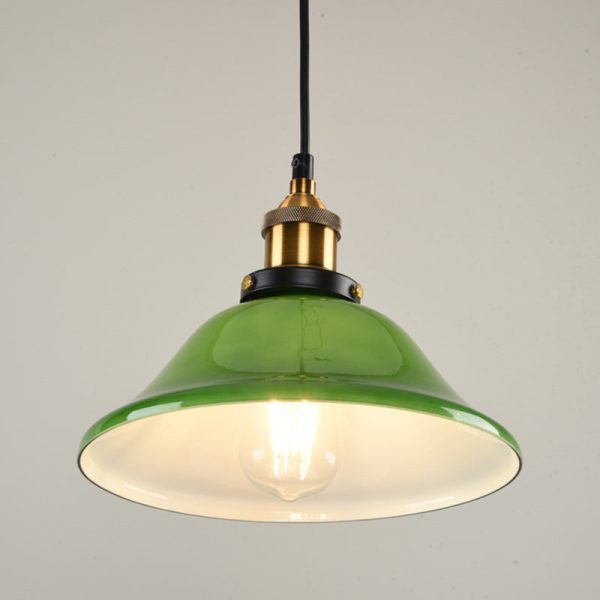 Contemporary Retro Emerald Green Flared Glass Shade 1-Light Pendant Light For Dining Room - Image 4