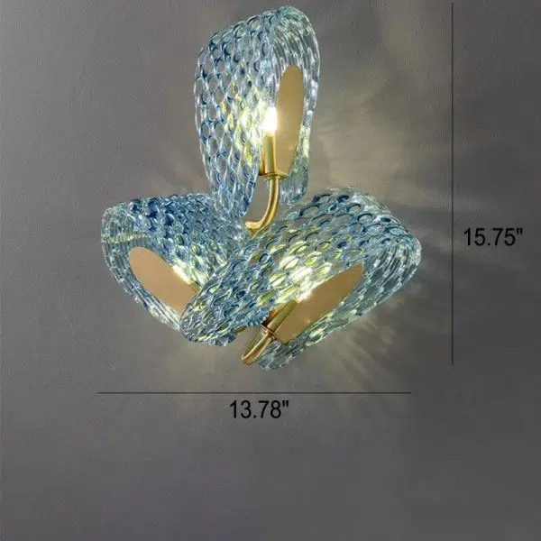 Modern Luxury Blue Floral Glass 2/3 Light Wall Sconce Lamp - Image 4