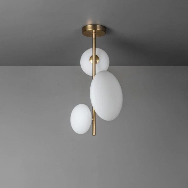 Modern Minimalist Brass Glass Ball 3-Light Chandelier - Image 2