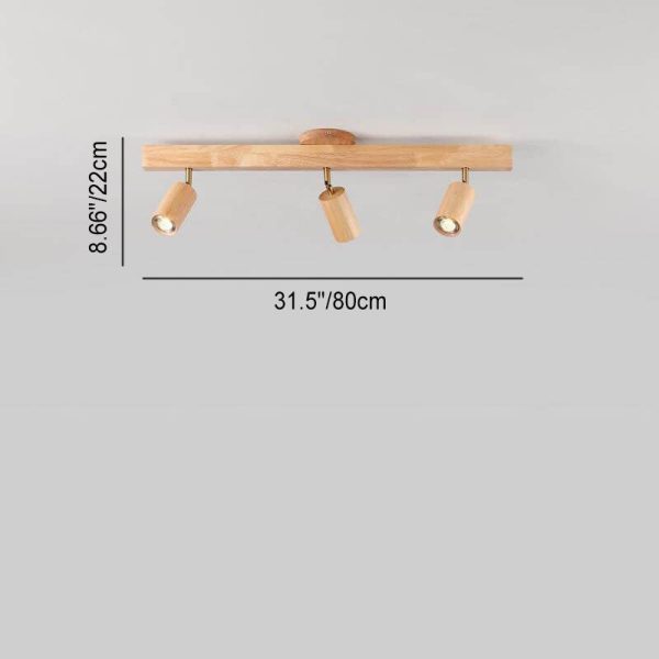 Japanese Minimalist Wooden Track Lighting LED 2/3/4/5 Light Semi-Flush Mount Ceiling Light - Image 9