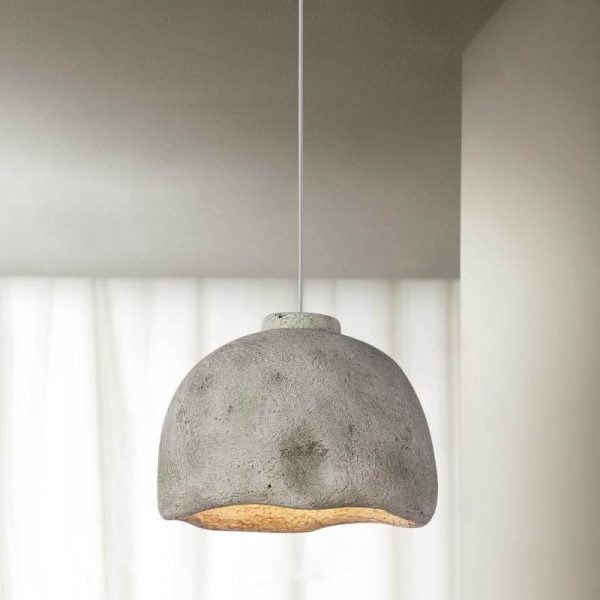 Contemporary Nordic Rough Rock Texture Semicircular 1-Light Pendant Light for Dining Room - Image 15