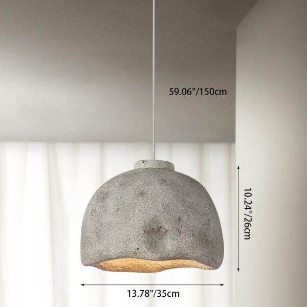 Contemporary Nordic Rough Rock Texture Semicircular 1-Light Pendant Light for Dining Room - Image 6
