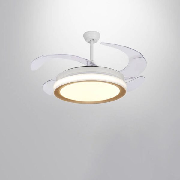 Nordic Invisible Fan Round Design LED  Downrods Ceiling Fan Light - Image 4