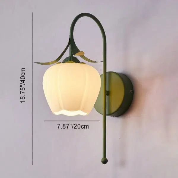 Nordic Vintage Floral Pumpkin Cream Glass 1-Light Wall Sconce Lamp - Image 5