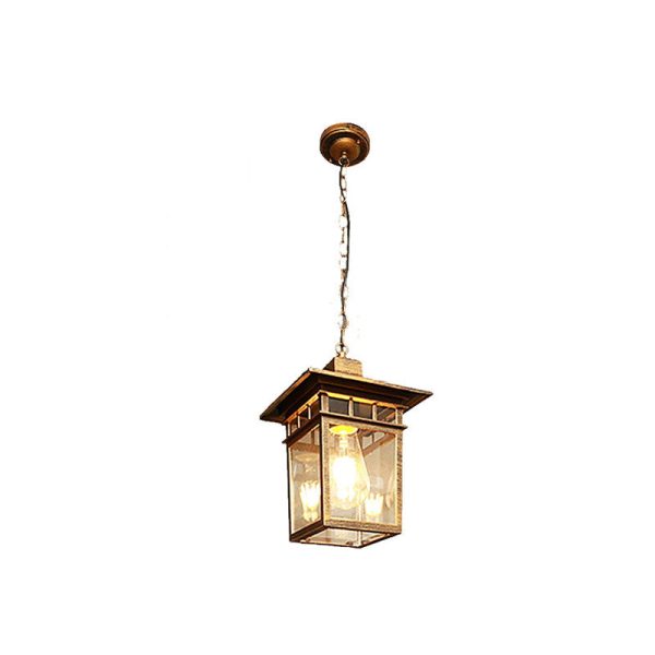 Outdoor European Square Cage Aluminum Glass 1-Light Waterproof Patio Pendant Light - Image 10