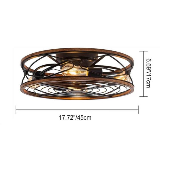 Nordic Industrial Wrought Iron Cylinder 4-Light Flush Mount Ceiling Invisible Fan Light - Image 6