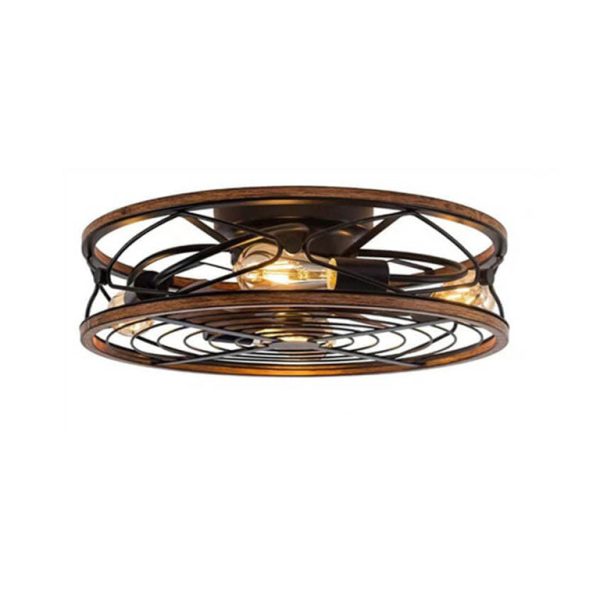 Nordic Industrial Wrought Iron Cylinder 4-Light Flush Mount Ceiling Invisible Fan Light - Image 11