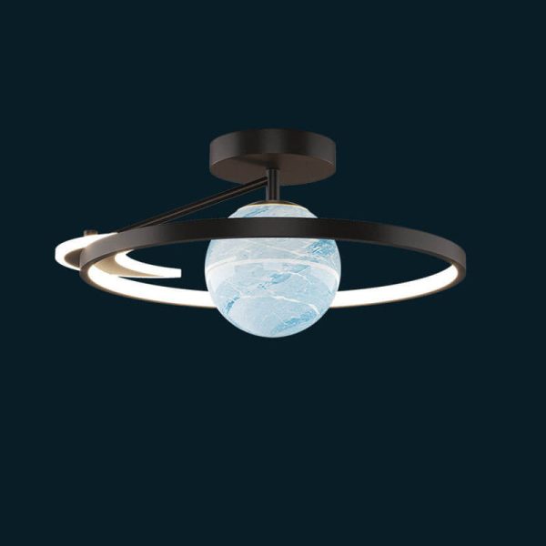 Modern Space Planet Globe LED Semi-Flush Mount Ceiling Light - Image 11