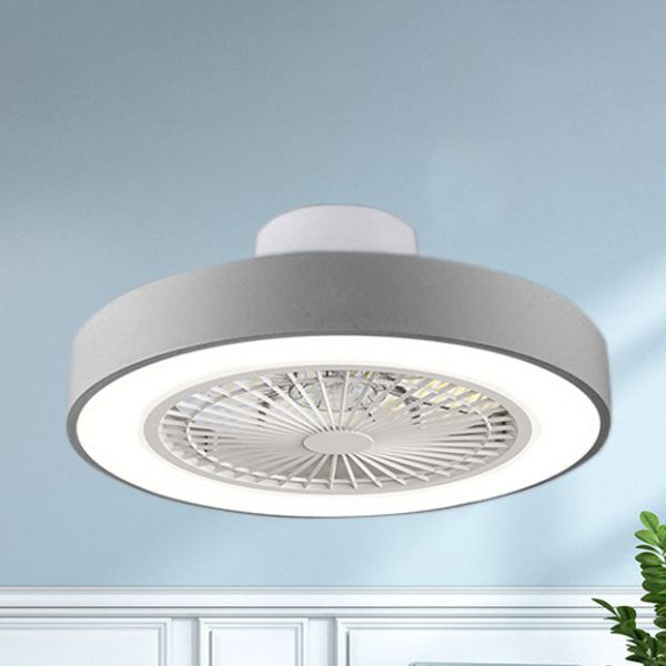Modern Minimalist Solid Color Iron Copper LED Flush Mount Ceiling Fan Light - Image 31