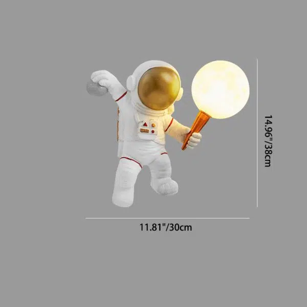 Contemporary Creative Cartoon Astronaut Resin ABS 1-Light Wall Sconce Lamp For Bedroom - Image 4