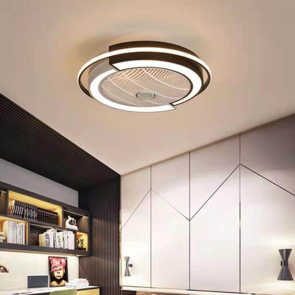 Modern Creative Round LED Semi-Flush Mount Ceiling Fan Light - Image 4