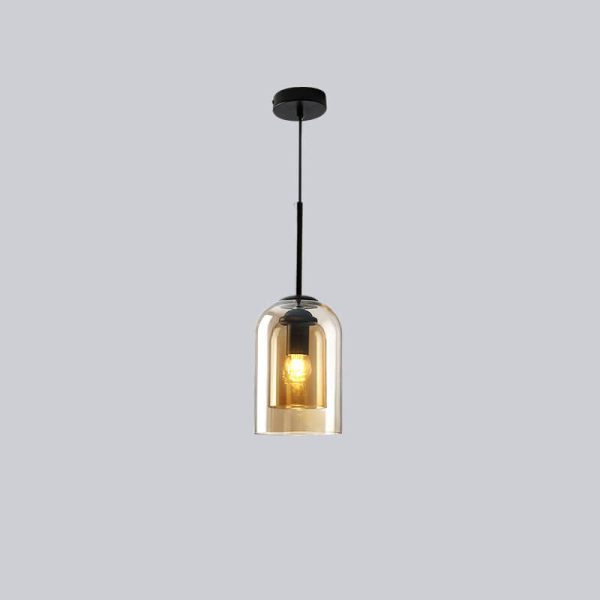 Modern Minimalist Glass Cylinder Cup Design 1-Light Pendant Light - Image 7