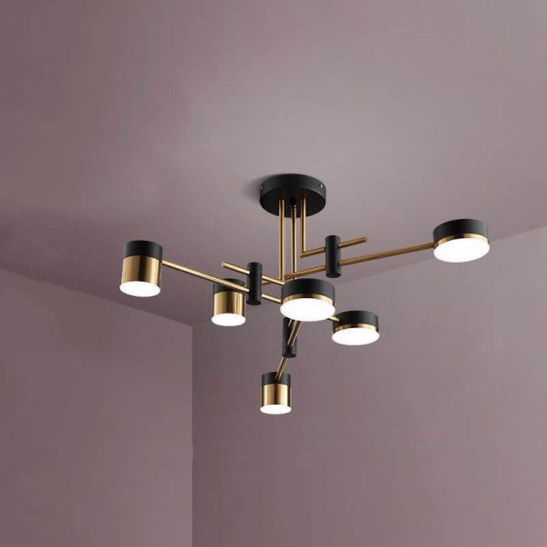 Modern Minimalist Black Gold Balanced 4-8 Light Semi-Flush Mount Light - Image 4