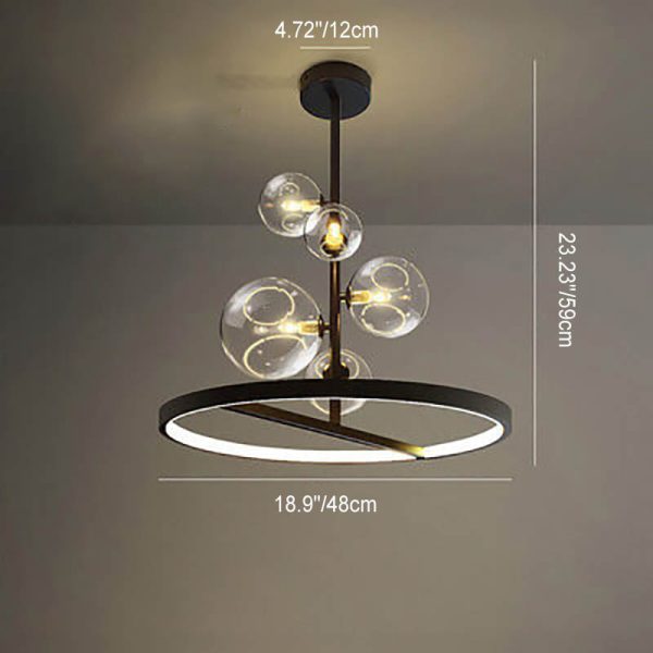 Nordic Modern Creative Round Bubble Ball Hardware Glass 5-Light Chandelier - Image 5