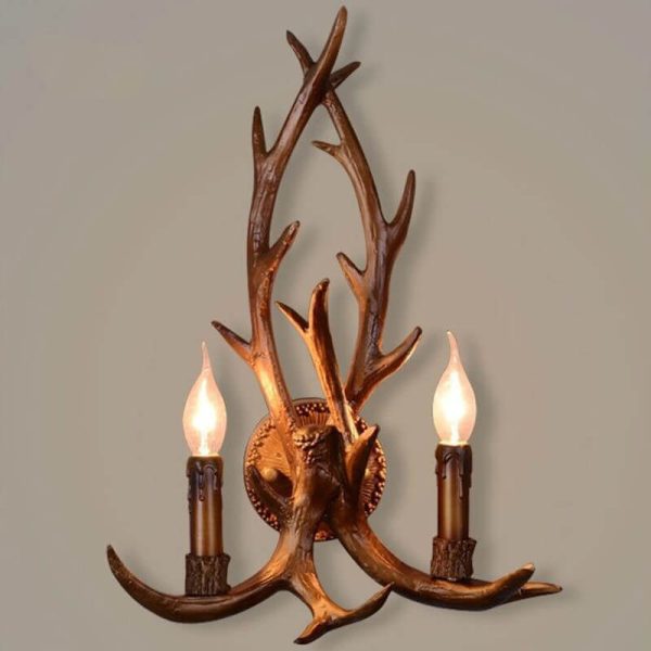 Industrial Resin Retro Antler 2-Light Creative Wall Sconce Lamp - Image 2