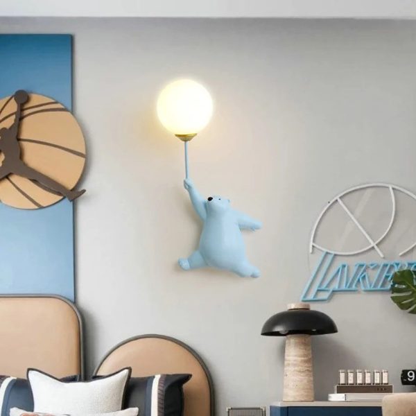 Modern Creative Bear Iron Glass 1-Light Wall Sconce Lamp - Image 9