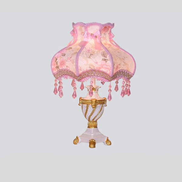 European Luxury  Fabric Lace Resin 1-Light Table Lamp - Image 4