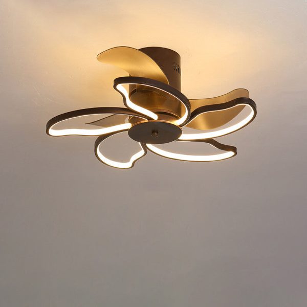 Nordic Minimalist Petal Shaped LED Semi-Flush Mount Ceiling Fan Light - Image 2